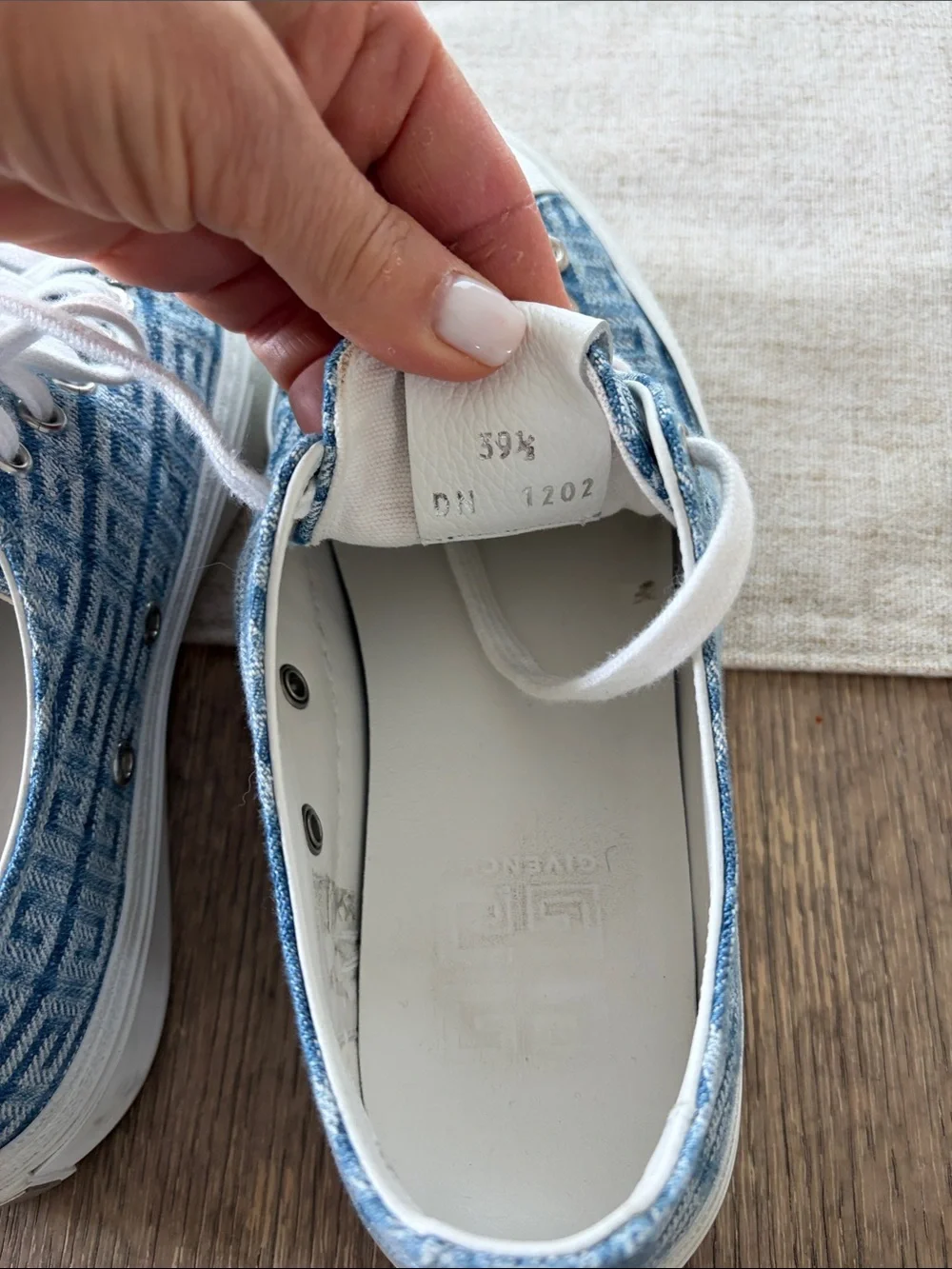 Givenchy Denim Pattern Low-Top Sneakers in Light Blue and White